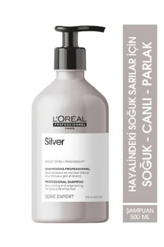 L'oreal Professionnel - Serie Expert Silver Çok Açık Sarı Gri ve Beyaz Saçlar İçin Renk Dengeleyici Mor Şampuanı 500 ml
